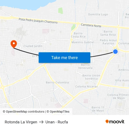 Rotonda La Virgen to Unan - Rucfa map