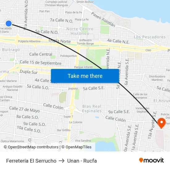 Ferretería El Serrucho to Unan - Rucfa map
