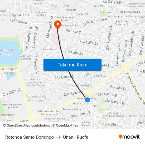Rotonda Santo Domingo to Unan - Rucfa map