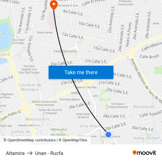 Altamira to Unan - Rucfa map