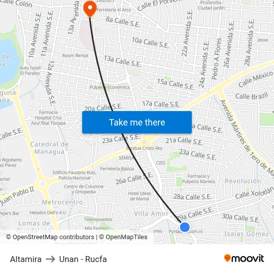 Altamira to Unan - Rucfa map