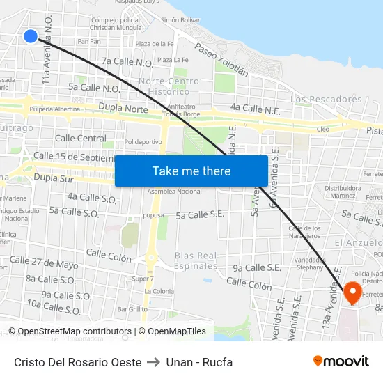 Cristo Del Rosario Oeste to Unan - Rucfa map