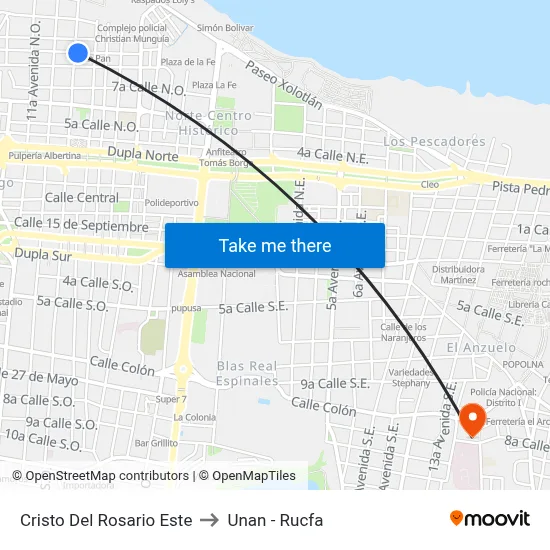 Cristo Del Rosario Este to Unan - Rucfa map
