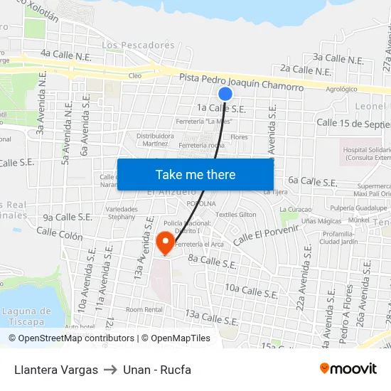 Llantera Vargas to Unan - Rucfa map