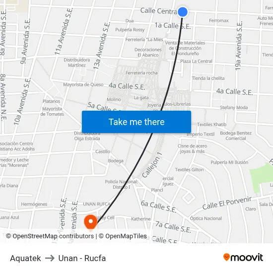 Aquatek to Unan - Rucfa map