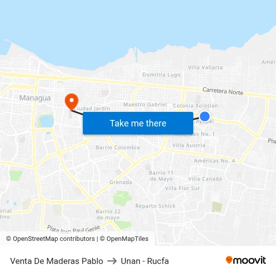 Venta De Maderas Pablo to Unan - Rucfa map