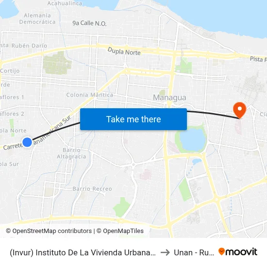 (Invur) Instituto De La Vivienda Urbana Y Rural to Unan - Rucfa map