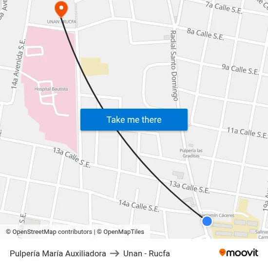 Pulpería María Auxiliadora to Unan - Rucfa map