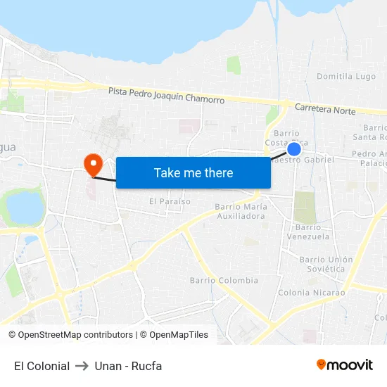 El Colonial to Unan - Rucfa map