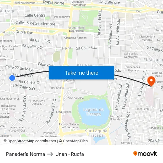 Panadería Norma to Unan - Rucfa map