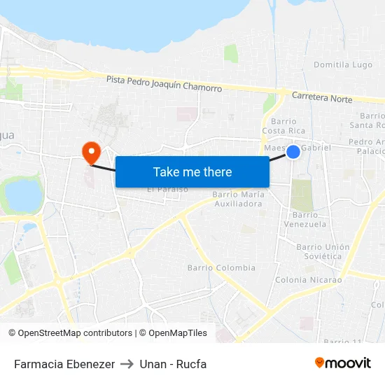 Farmacia Ebenezer to Unan - Rucfa map