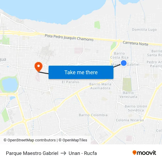 Parque Maestro Gabriel to Unan - Rucfa map