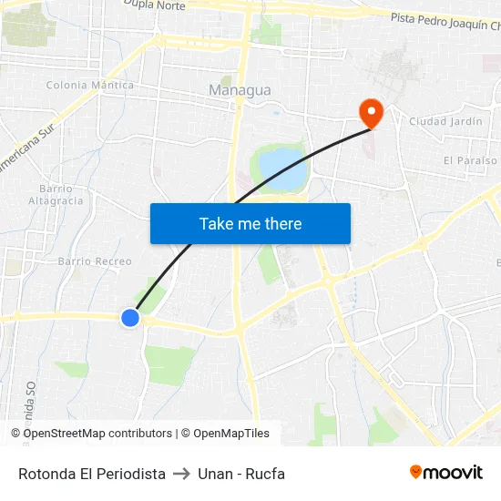 Rotonda El Periodista to Unan - Rucfa map