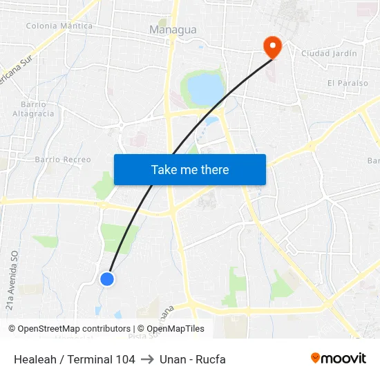 Healeah / Terminal 104 to Unan - Rucfa map