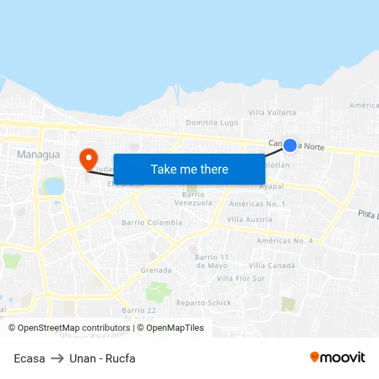 Ecasa to Unan - Rucfa map