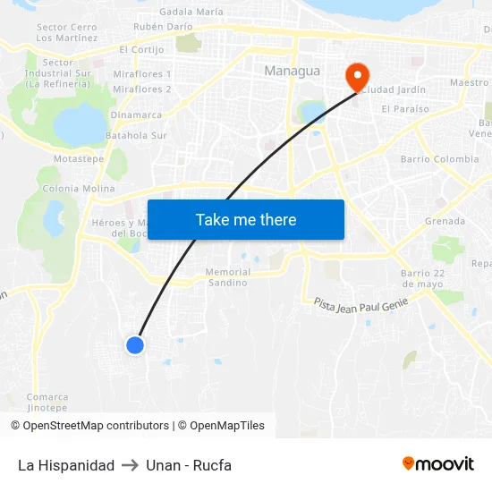 La Hispanidad to Unan - Rucfa map