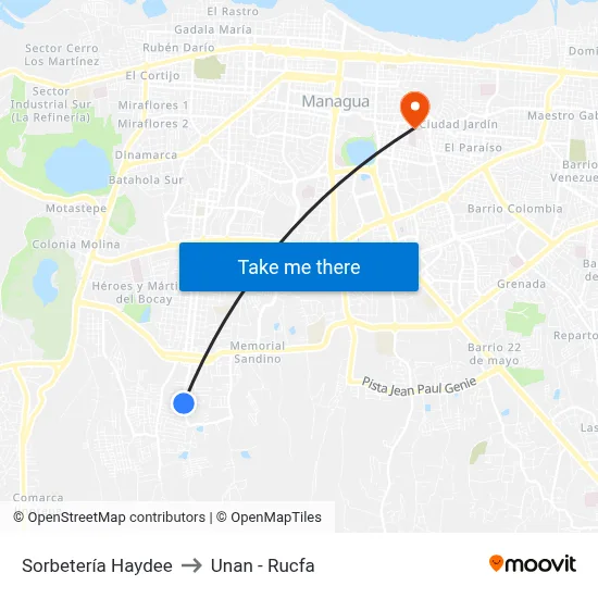 Sorbetería Haydee to Unan - Rucfa map
