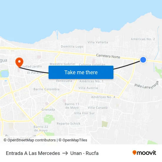 Entrada A Las Mercedes to Unan - Rucfa map