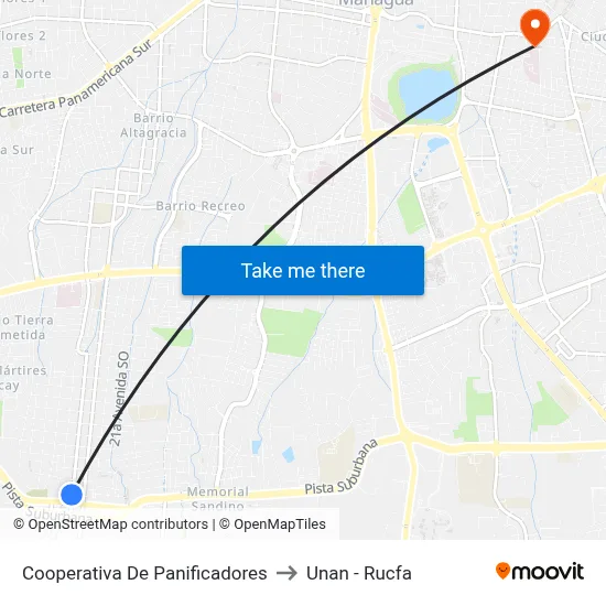 Cooperativa De Panificadores to Unan - Rucfa map