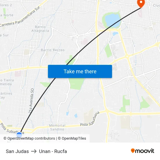 San Judas to Unan - Rucfa map