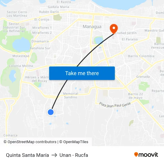 Quinta Santa María to Unan - Rucfa map