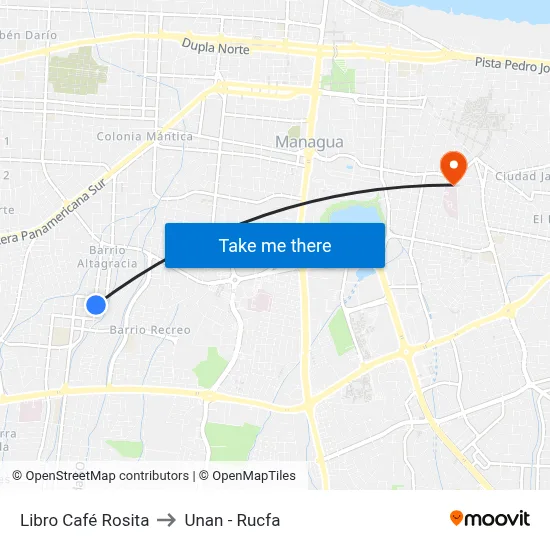 Libro Café Rosita to Unan - Rucfa map