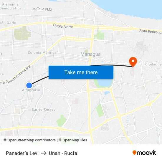 Panadería Levi to Unan - Rucfa map