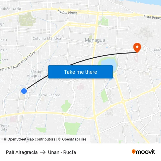 Palí Altagracia to Unan - Rucfa map