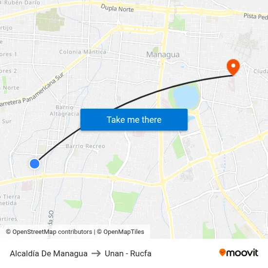 Alcaldía De Managua to Unan - Rucfa map