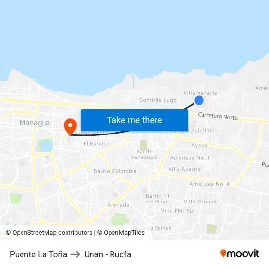 Puente La Toña to Unan - Rucfa map