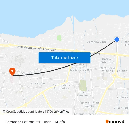 Comedor Fatima to Unan - Rucfa map
