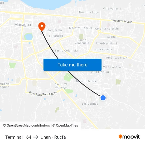 Terminal 164 to Unan - Rucfa map