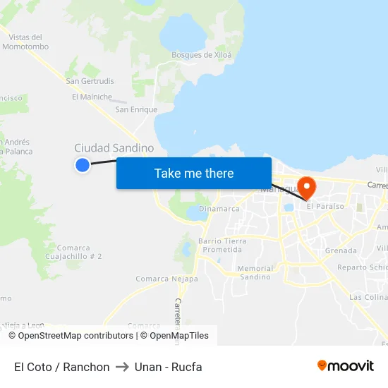El Coto / Ranchon to Unan - Rucfa map