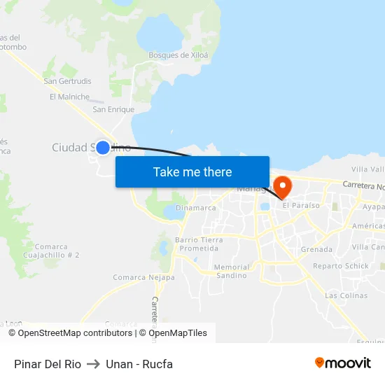 Pinar Del Rio to Unan - Rucfa map