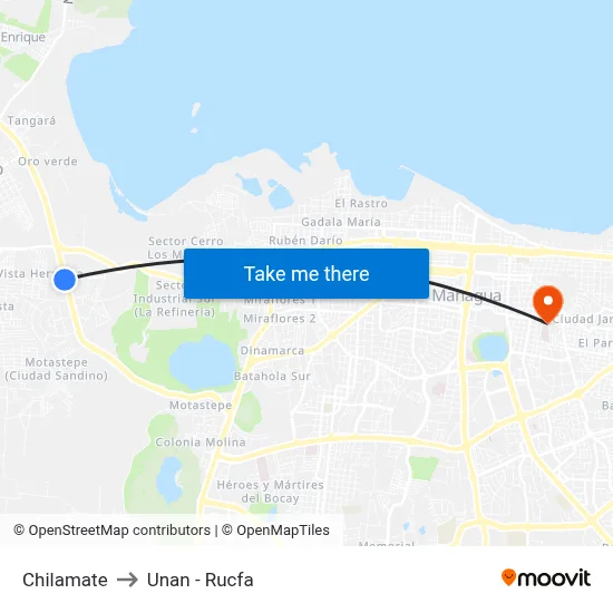 Chilamate to Unan - Rucfa map