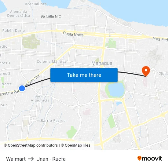Walmart to Unan - Rucfa map
