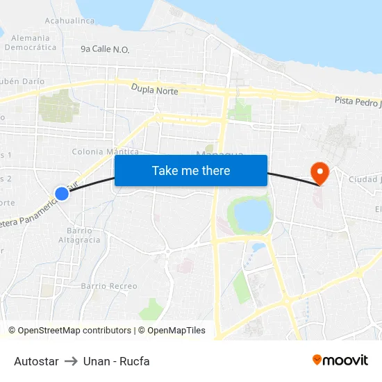 Autostar to Unan - Rucfa map