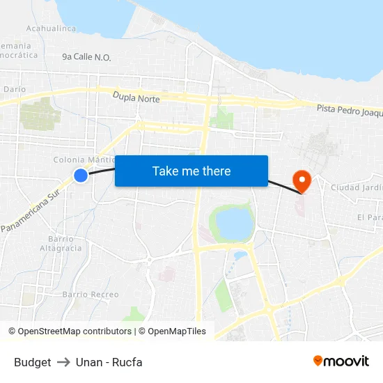 Budget to Unan - Rucfa map