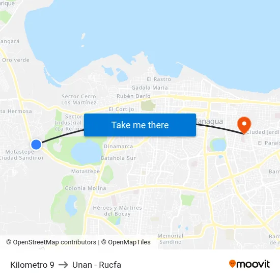 Kilometro 9 to Unan - Rucfa map