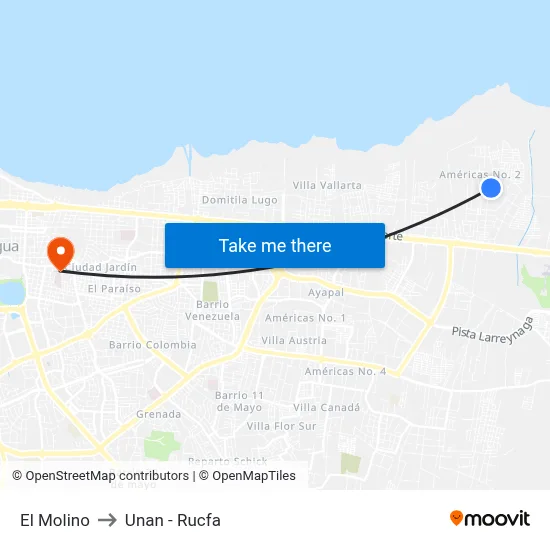 El Molino to Unan - Rucfa map