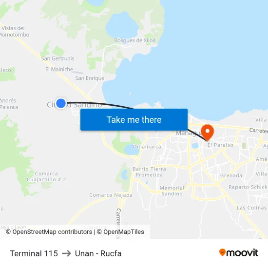 Terminal 115 to Unan - Rucfa map