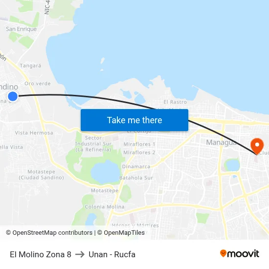 El Molino Zona 8 to Unan - Rucfa map