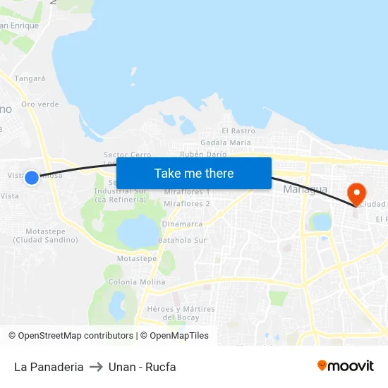 La Panaderia to Unan - Rucfa map