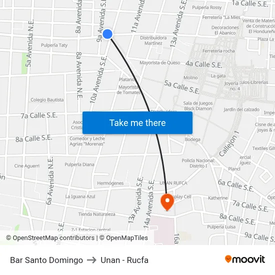 Bar Santo Domingo to Unan - Rucfa map
