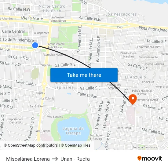 Miscelánea Lorena to Unan - Rucfa map
