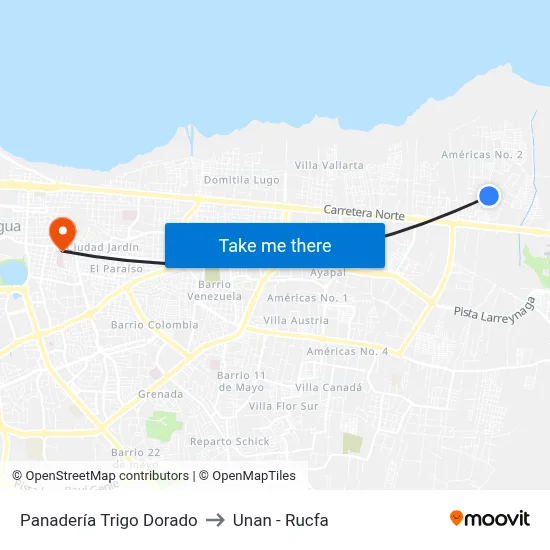 Panadería Trigo Dorado to Unan - Rucfa map