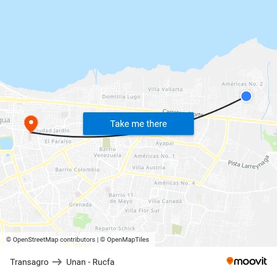 Transagro to Unan - Rucfa map