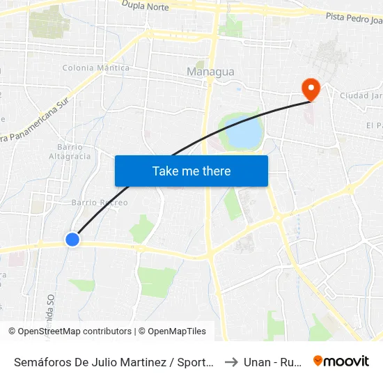 Semáforos De Julio Martinez / Sportgym to Unan - Rucfa map