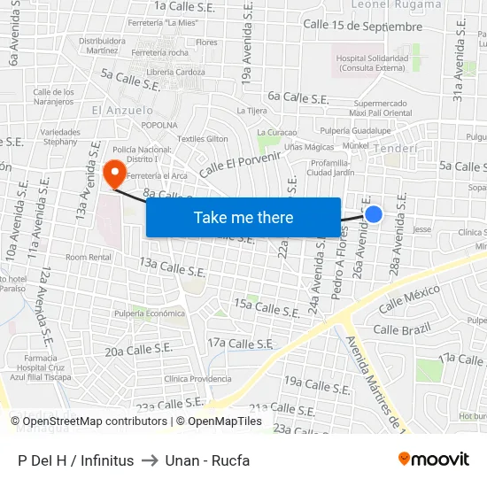 P Del H / Infinitus to Unan - Rucfa map