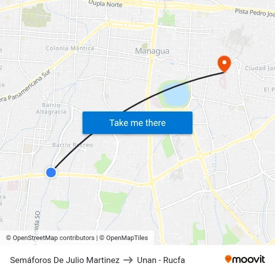 Semáforos De Julio Martinez to Unan - Rucfa map